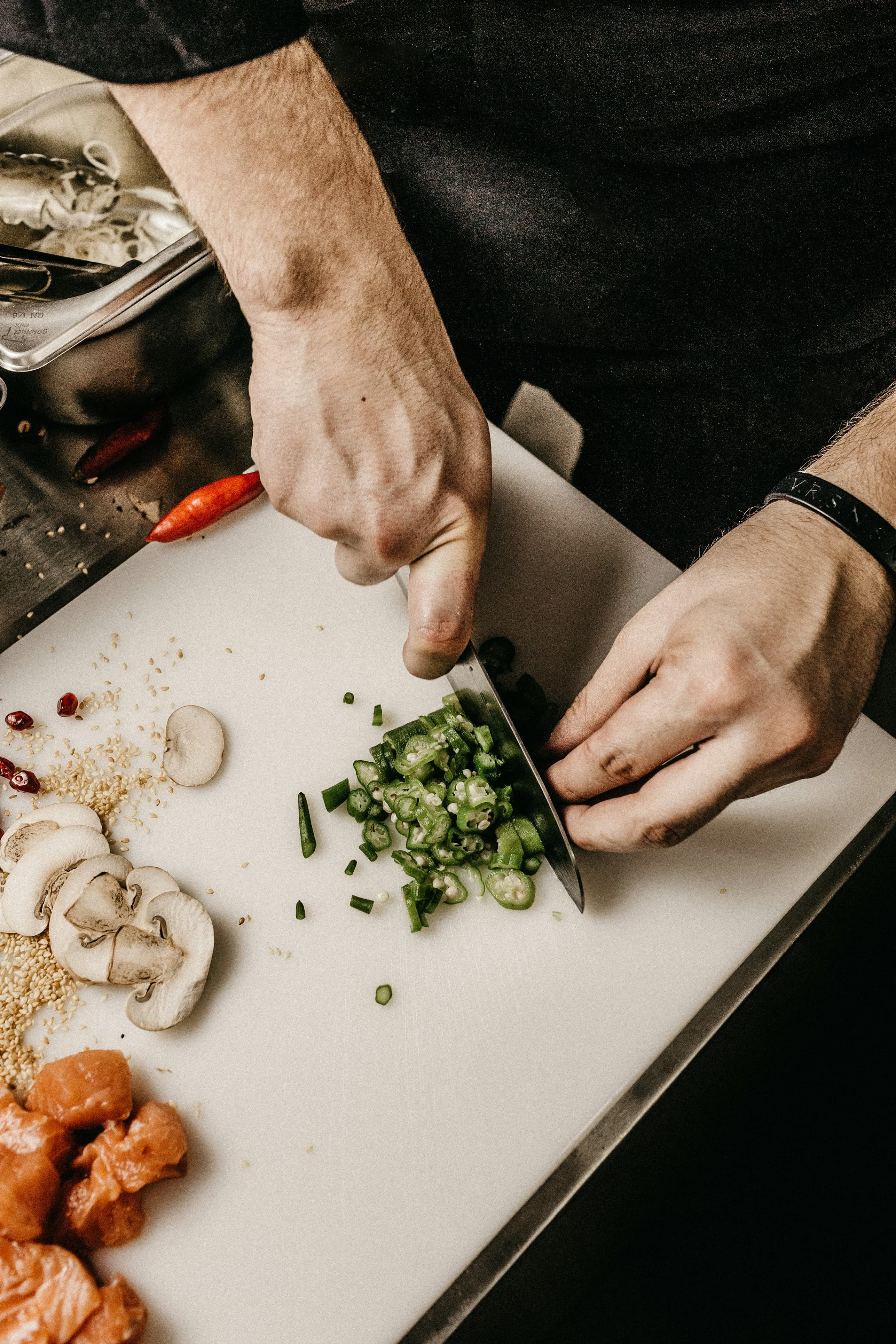 Chef plating a dish